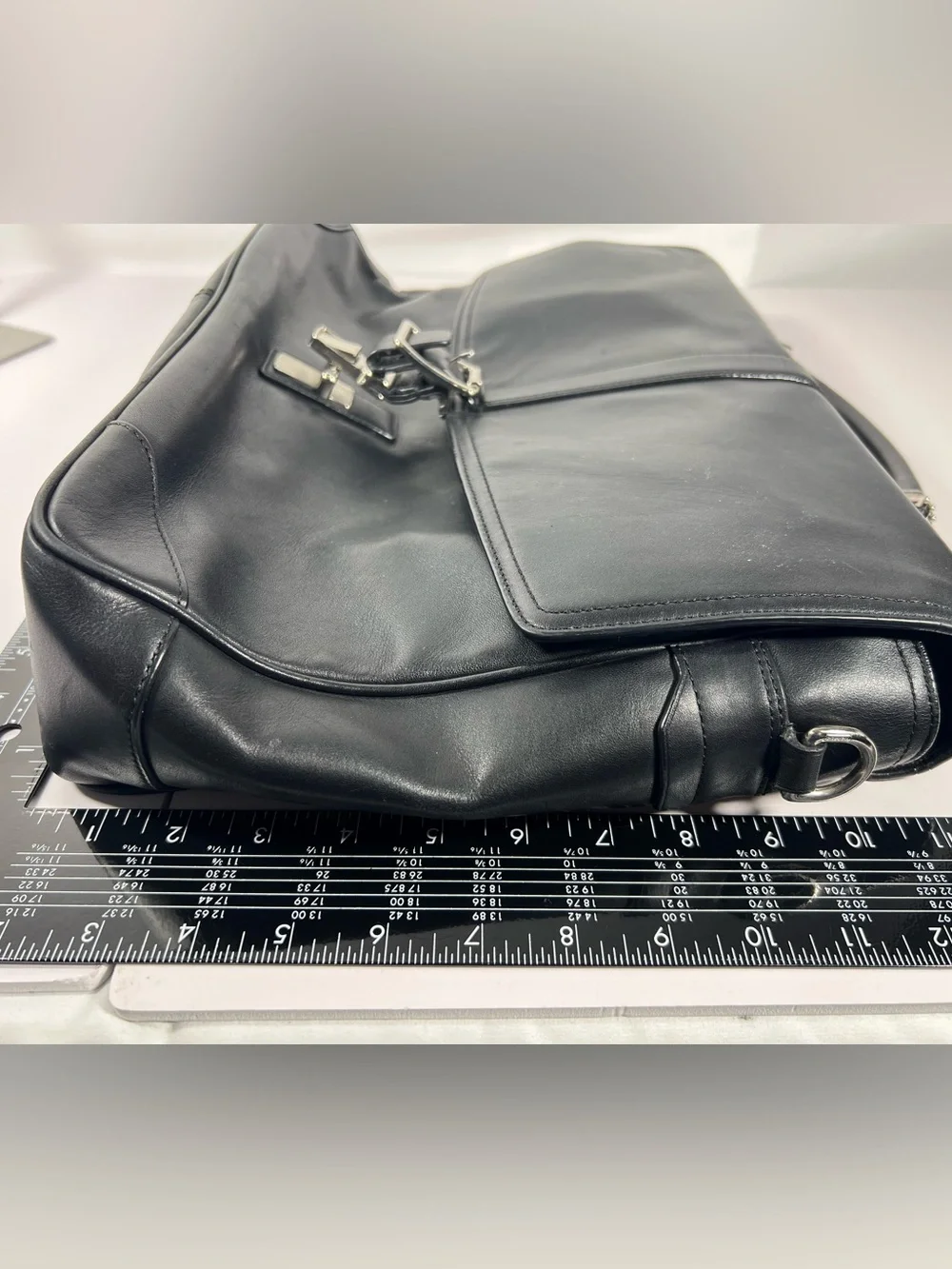 4078: Vintage Coach Black Leather Briefcase Messenger Bag 70304